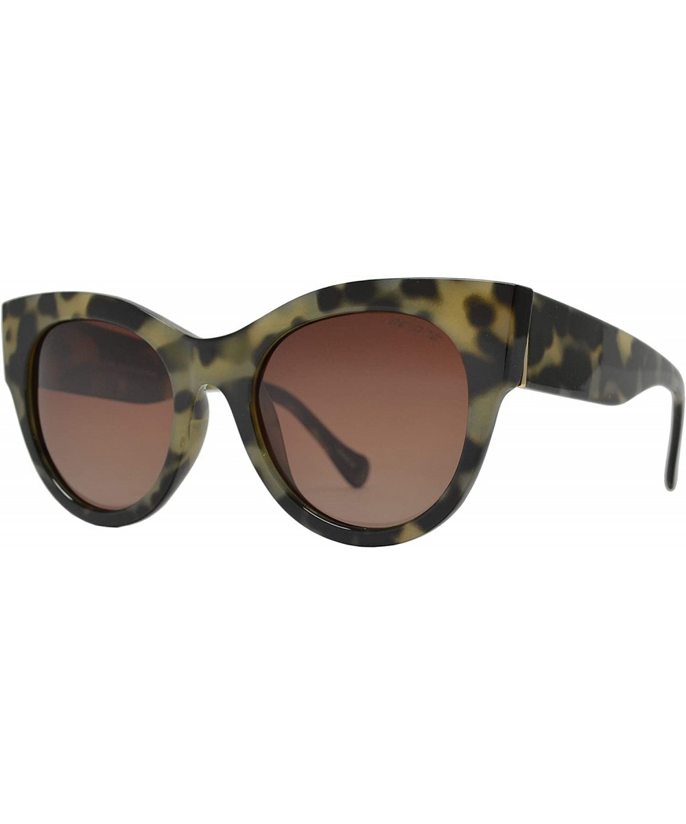 Women's Bold Oversized Chunky Cat Eye Vintage Sunglasses - Leopard + Polarized Brown Gradient - CE19CIT26DW $11.40 Sport