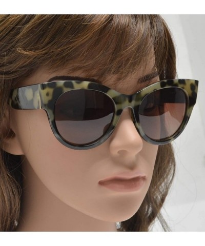 Women's Bold Oversized Chunky Cat Eye Vintage Sunglasses - Leopard + Polarized Brown Gradient - CE19CIT26DW $11.40 Sport