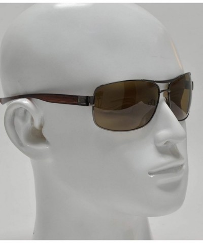 Men Oversized Aviator Sunglasses Polarized - UV 400 Protection- Classic Style - Brown + Brown - C818GLX5M5N $9.77 Sport