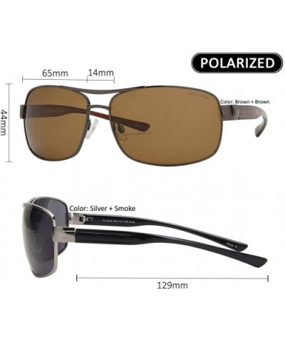 Men Oversized Aviator Sunglasses Polarized - UV 400 Protection- Classic Style - Brown + Brown - C818GLX5M5N $9.77 Sport