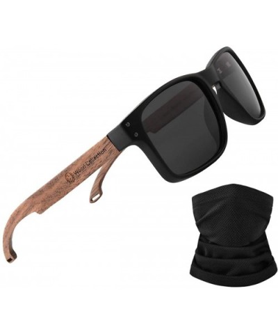 Sunglasses For Men With Polarized Lens Handmade Bamboo Sunglasses For Men&Women - A Walnut Black - CD18W4KMCTM $19.38 Square