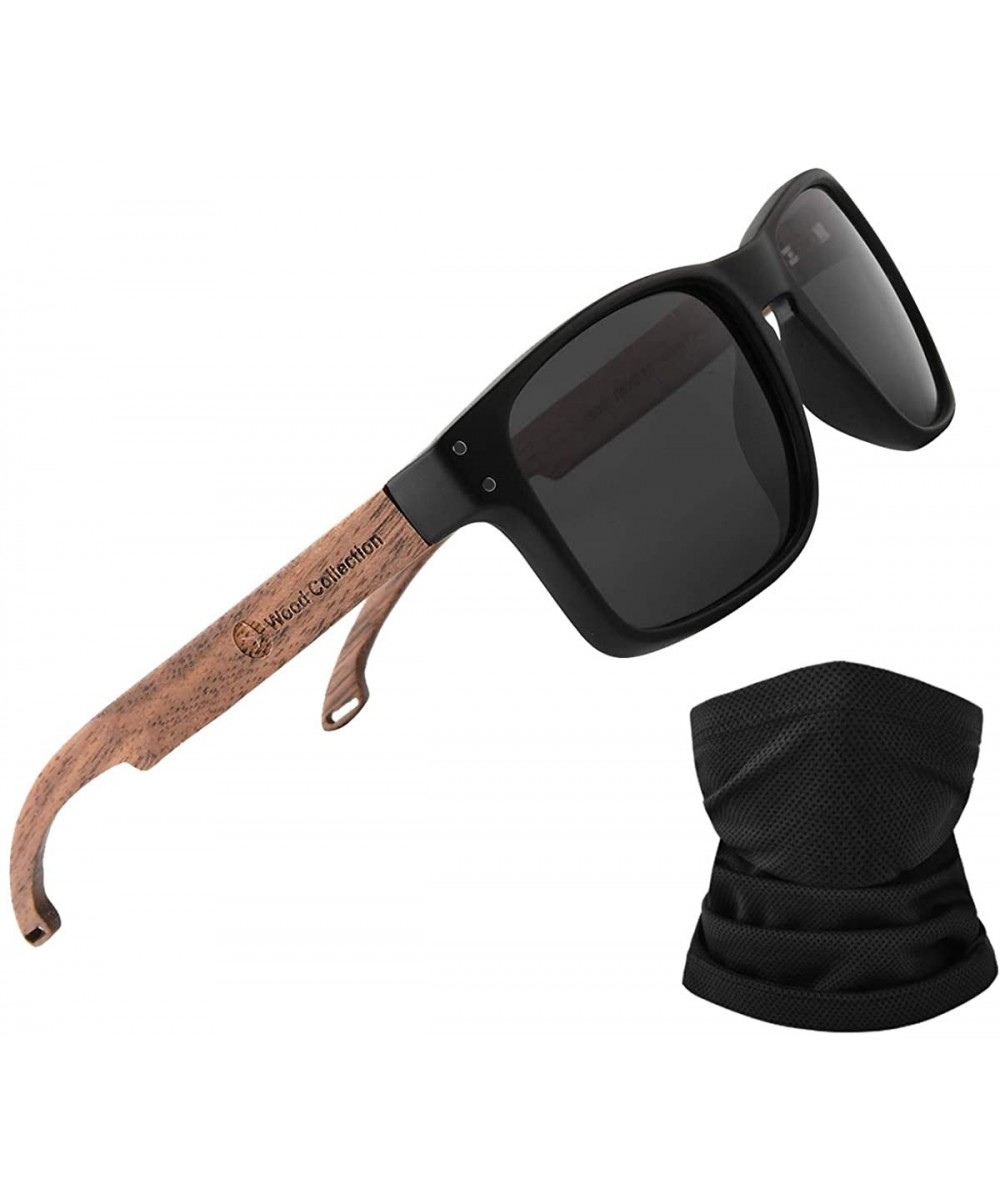 Sunglasses For Men With Polarized Lens Handmade Bamboo Sunglasses For Men&Women - A Walnut Black - CD18W4KMCTM $19.38 Square