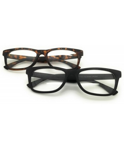 Matt Retro Unisex Plastic Fashion Clear Lens Glasses - 2-pack Matt Black &Tortoise - C11856574OO $7.59 Rectangular