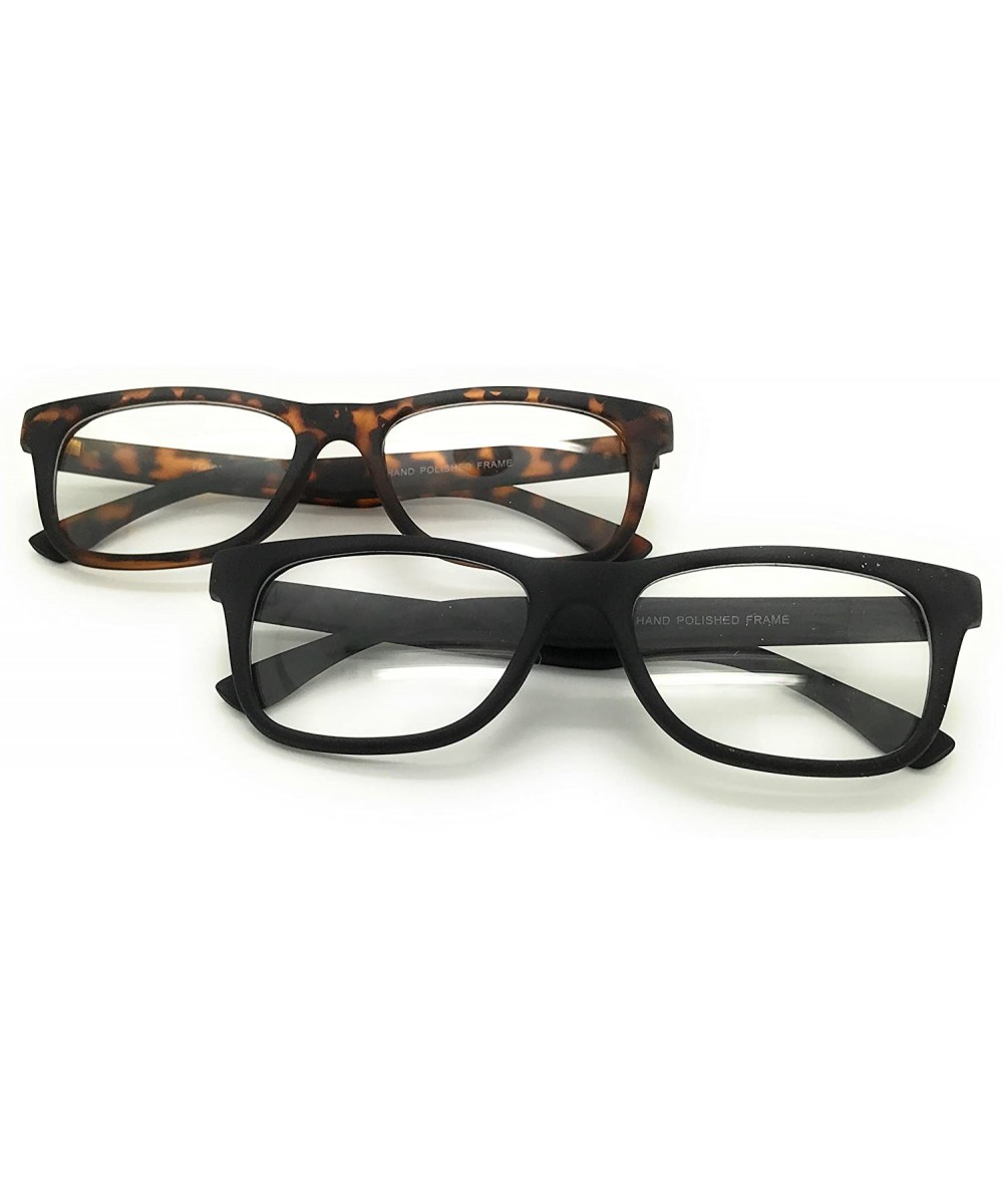 Matt Retro Unisex Plastic Fashion Clear Lens Glasses - 2-pack Matt Black &Tortoise - C11856574OO $7.59 Rectangular