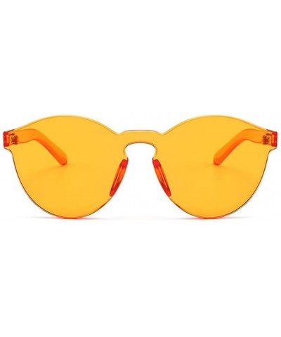 Oversized One Piece Rimless Tinted Sunglasses Clear Colored Lenses - Orange - CO186M699HU $8.68 Round