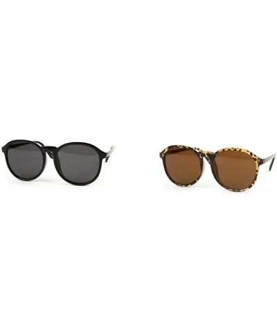 Classic Retro Fashion Round Frame Sunglasses P2105 - 2 Pcs Black-smoke Lens & Tortoise-brown Lens - CN11ZQRGWDX $20.80 Round