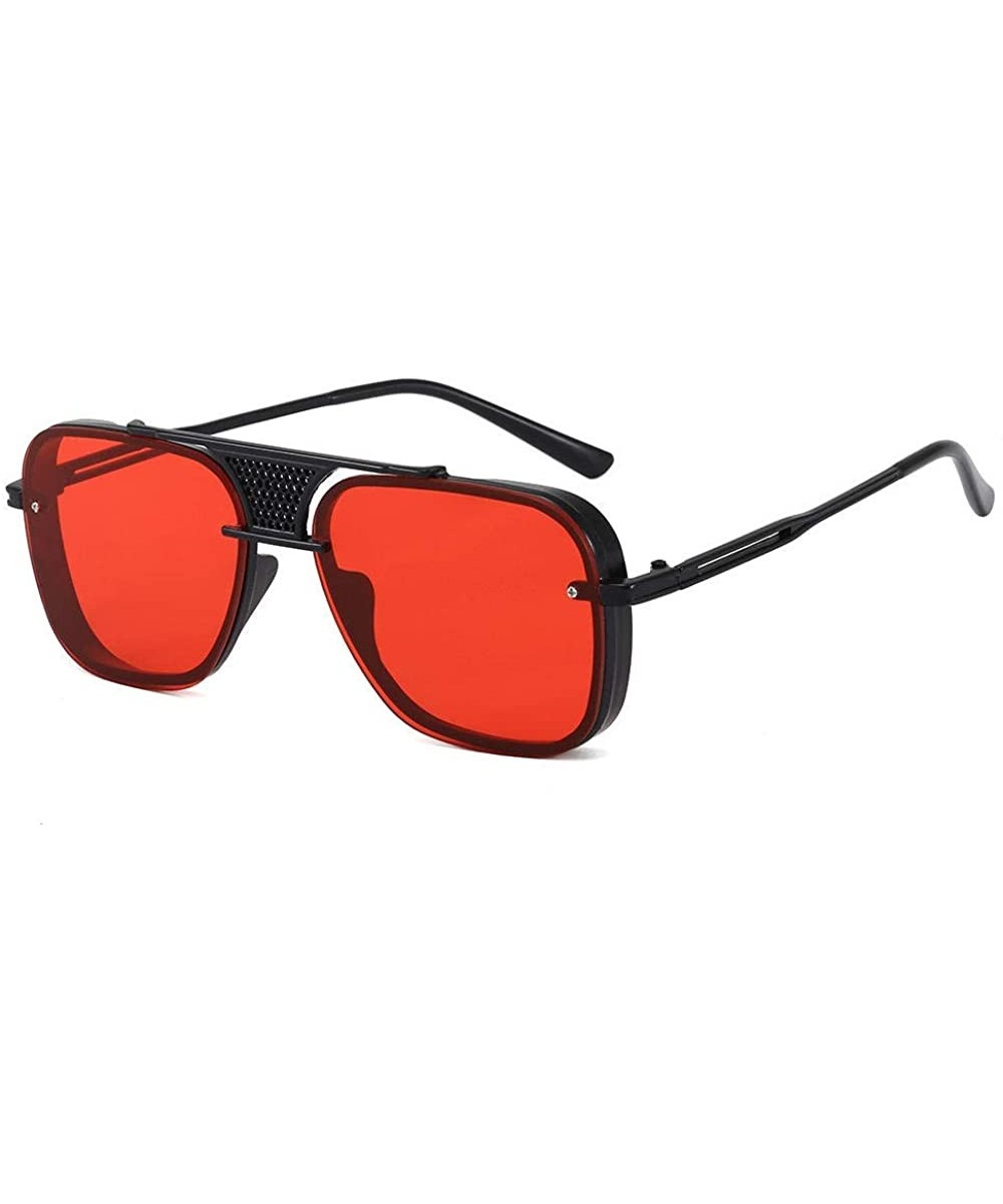 Metal Men's Sunglasses Gold Code Sunglasses European and American Glasses Sunglasses - Red - CJ190MS9RII $33.15 Oval