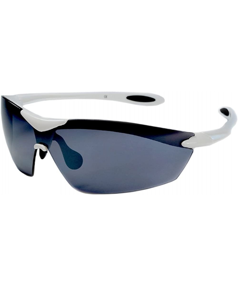 XS Sport Wrap TR90 Sunglasses UV400 Unbreakable Protection for Cycling - Ski or Golf - White & Smoke - C7113O359KX $13.45 Sport