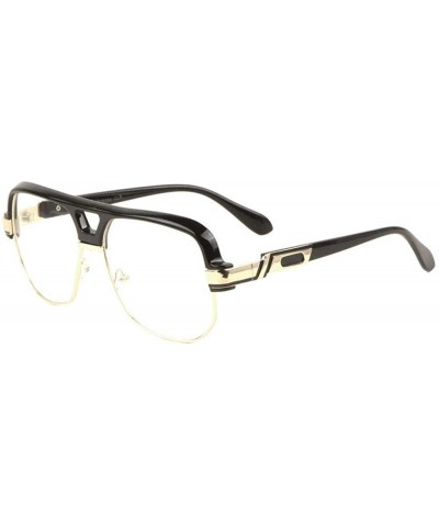 Gazelle Wise Guy Square Metal & Plastic Retro Aviator Sunglasses - Glossy Black & Gold Frame - CU18SCROH4X $7.09 Square