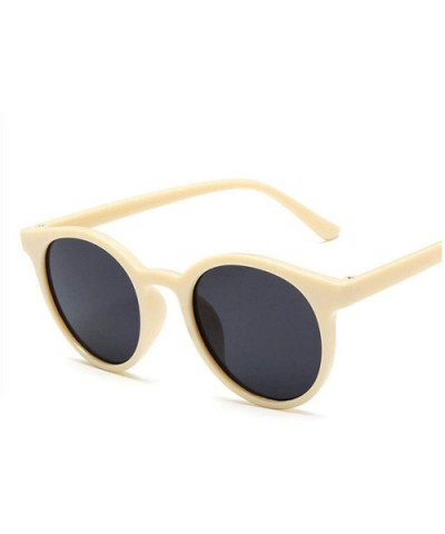 Sunglasses Women Vintage Brand Designer Round Sun Glasses Simple Girls Goggles Ladies Shade Eyewear UV400 - Beige - C019859SI...