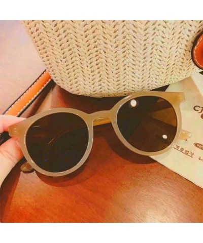 Sunglasses Women Vintage Brand Designer Round Sun Glasses Simple Girls Goggles Ladies Shade Eyewear UV400 - Beige - C019859SI...