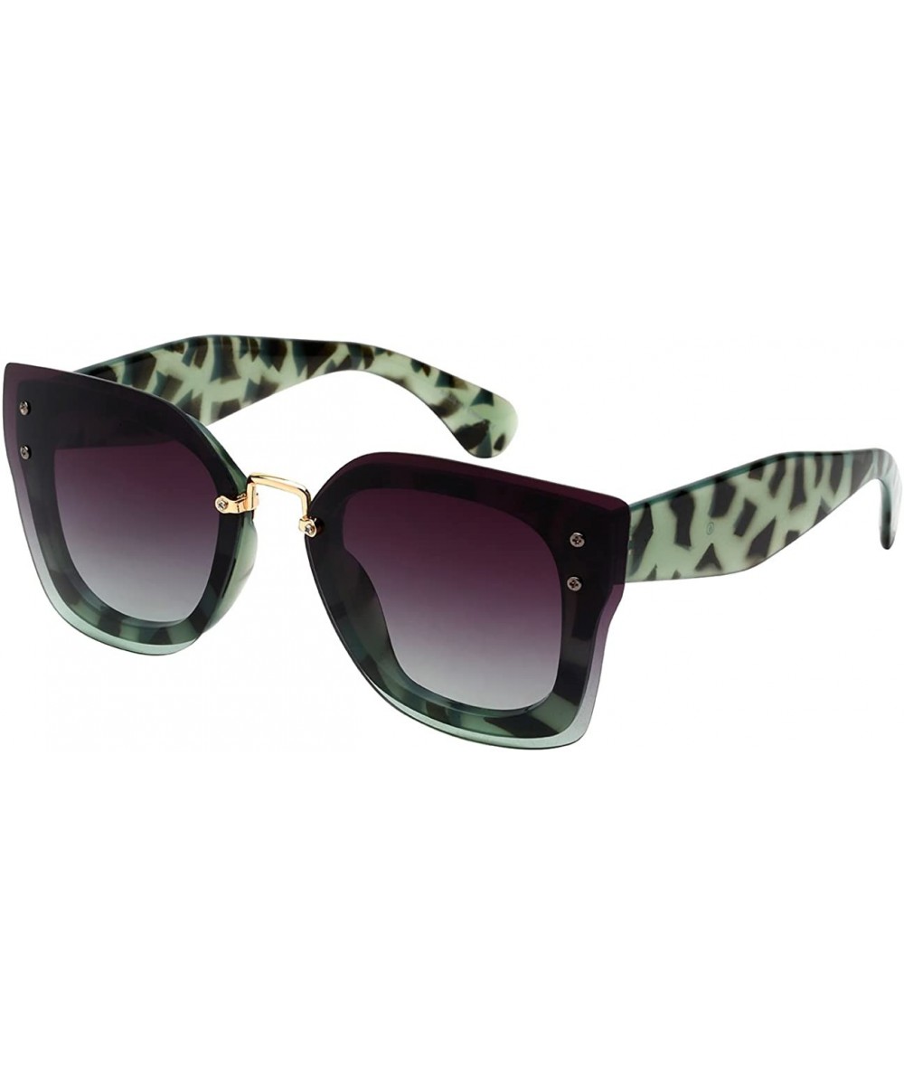 Oversized Square Frame Sunnies with Flat Lens 32173TT-FLOCR - Jelly Green Demi - CA12K7JZOAZ $5.73 Oversized