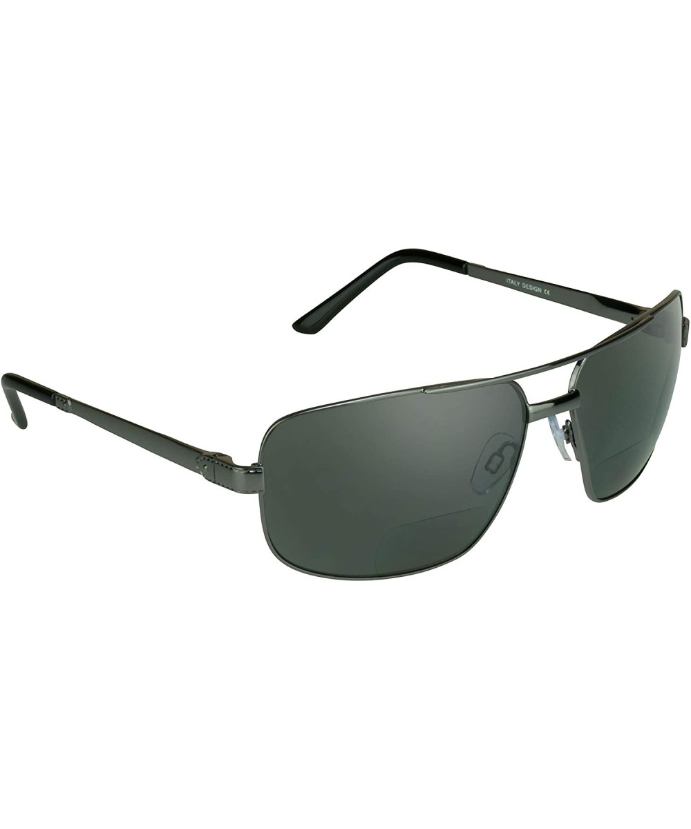 Square Aviator Polarized Bifocal Sunglasses for Men. Nearly Invisible Line Readers - Smoke With Gunmetal - C611M1P9HTT $22.63...