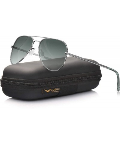 Aviator Sunglasses for Men Women Polarized - UV 400 Protection with case 60MM - Gradient Green Lens/Silver Frame - CC18ZGR63H...