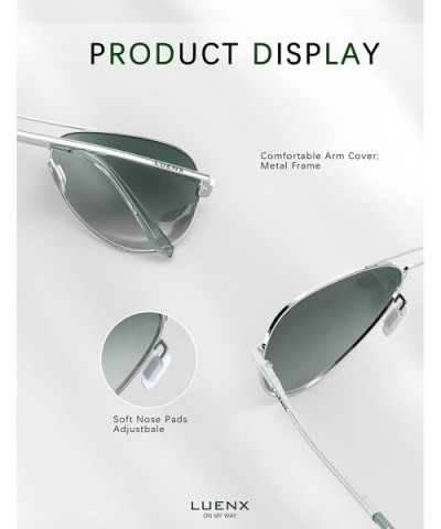 Aviator Sunglasses for Men Women Polarized - UV 400 Protection with case 60MM - Gradient Green Lens/Silver Frame - CC18ZGR63H...