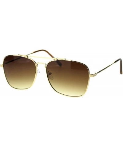 Air Force Navigator Sunglasses Square Aviators Unisex Metal Frame UV 400 - Gold (Brown) - CP18W890QSX $13.16 Aviator