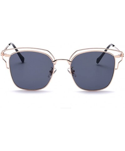 Women Oversized Mirror UV400 Sunglass Female Shades Travel Glasses Eyewear - Gold Grey - CK1836ADY6X $5.33 Semi-rimless