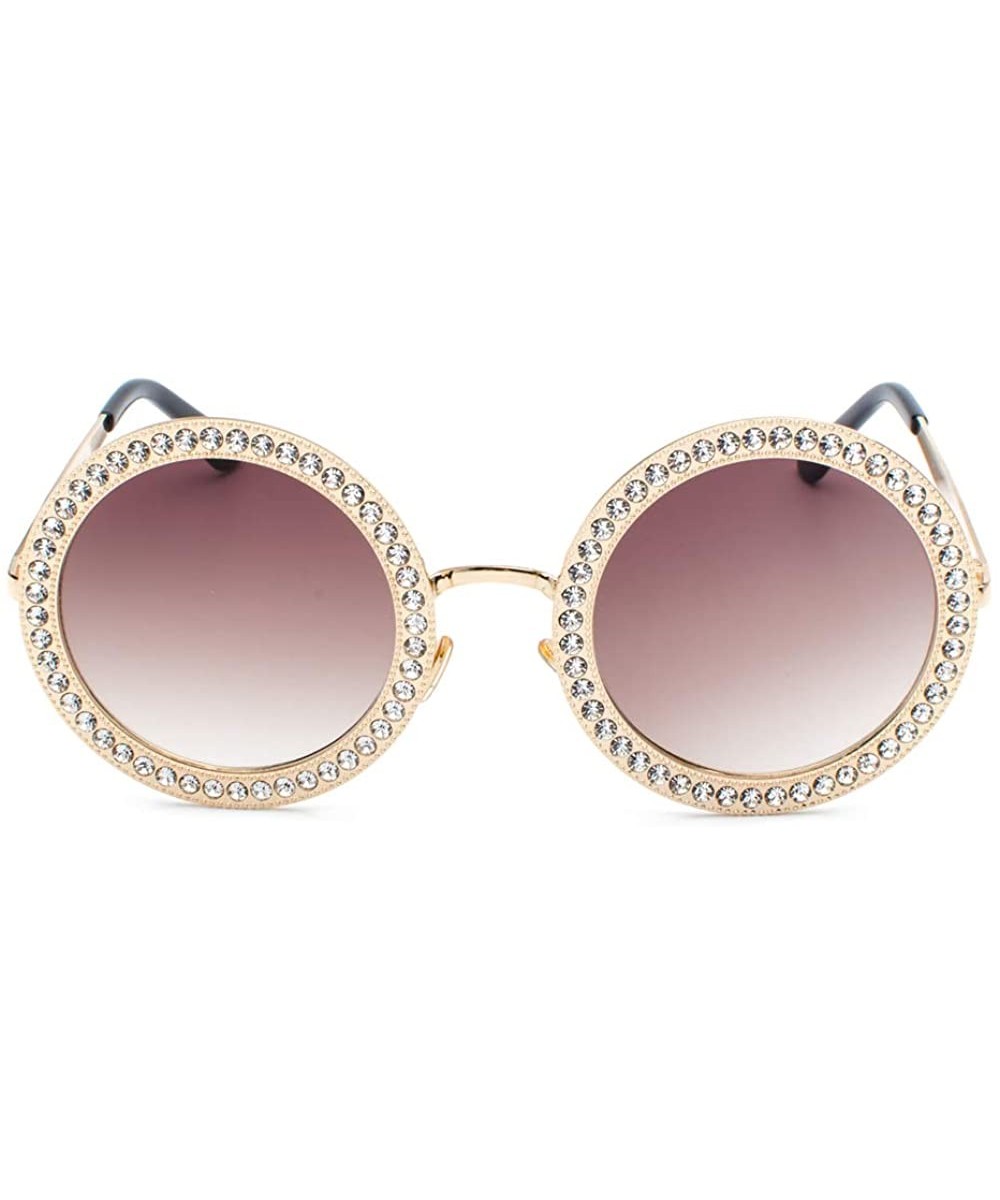 Round Diamond Sunglasses Multicolor Glasses Gold Frame Transparent Drill Suits Catwalk Chrismas Gifts - CN18A35GU94 $16.26 Round