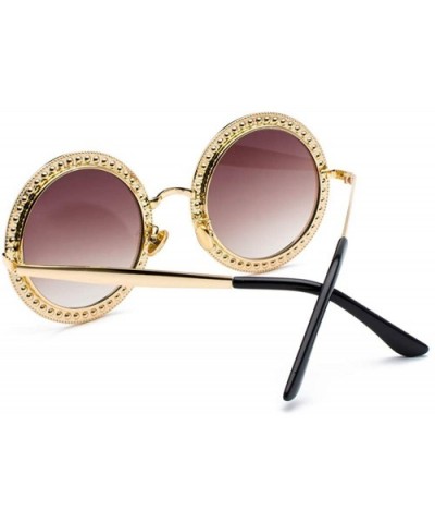 Round Diamond Sunglasses Multicolor Glasses Gold Frame Transparent Drill Suits Catwalk Chrismas Gifts - CN18A35GU94 $16.26 Round