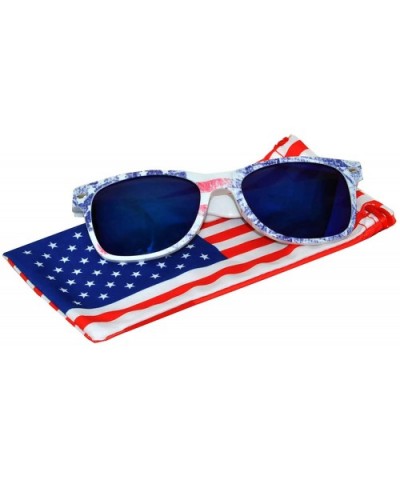 Classic American Flag Sunglasses USA Patriot Colored Lens 4th of July - Ice_frame_blue_mirror_lens - CP12OCOCEKH $7.54 Rectan...