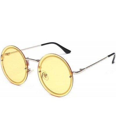 Fashion Round Metal Frame Glasses Sunglasses for Men or Women3297 - Silver-yellow - C418GDH4653 $7.74 Square