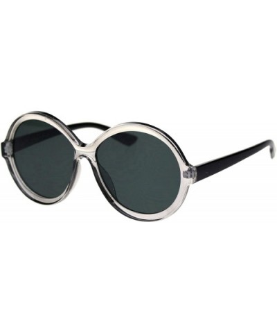 Womens Vintage Retro Fashion Sunglasses Round Circle Beveled Frame UV 400 - Grey Black (Black) - CZ193T69WG4 $6.99 Round