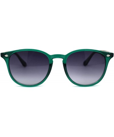 Womens Thin Plastic Round Horn Rim Designer Sunglasses - Green Brown Tort Arm Smoke - CS193MQR54M $7.93 Round