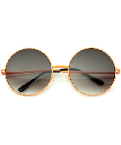Super Oversize Slim Temple Neon Frame Round Sunglasses 61mm - Orange / Lavender - CN12N7B2W72 $8.55 Oversized