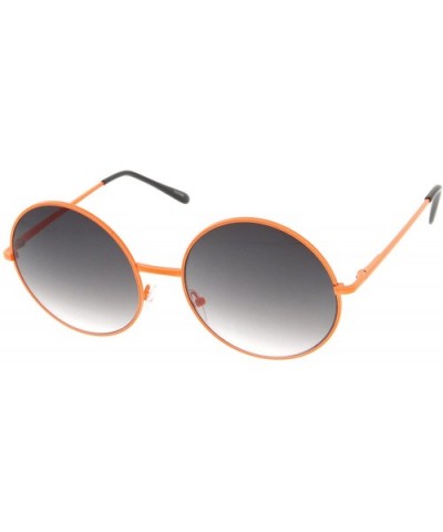 Super Oversize Slim Temple Neon Frame Round Sunglasses 61mm - Orange / Lavender - CN12N7B2W72 $8.55 Oversized