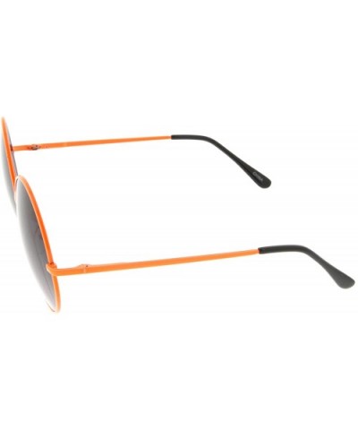 Super Oversize Slim Temple Neon Frame Round Sunglasses 61mm - Orange / Lavender - CN12N7B2W72 $8.55 Oversized