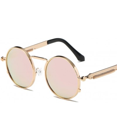 Vintage Men Sunglasses Women Round Metal Frame Colorful Lens Sun Glasses - Gun Darkgreen - CZ194O2Q24S $16.11 Rectangular
