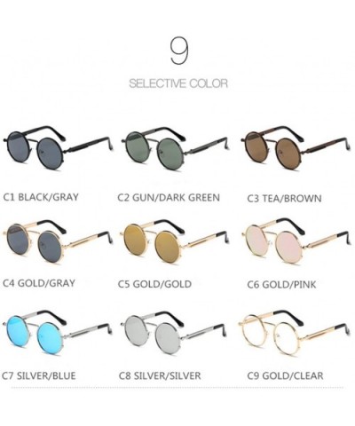 Vintage Men Sunglasses Women Round Metal Frame Colorful Lens Sun Glasses - Gun Darkgreen - CZ194O2Q24S $16.11 Rectangular