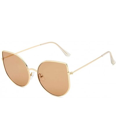 Fashion Round Sunglasses-Cute Cat Eye Eyewear-Owersized Vintage Shade Glasses - E - CY190ED56E2 $30.73 Round