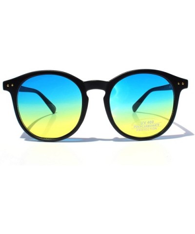 SIMPLE Round Fashion Sunglasses for Men Women Classic Style - Blue Yellow - CC18ZCN9WDX $7.41 Round