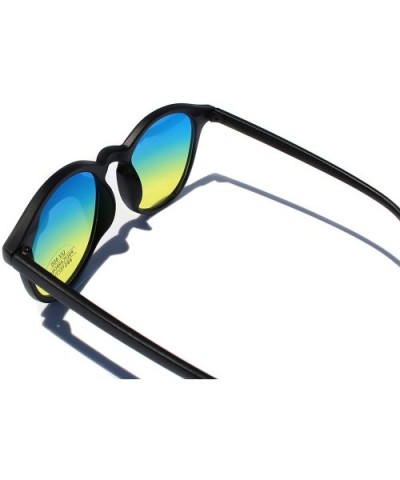 SIMPLE Round Fashion Sunglasses for Men Women Classic Style - Blue Yellow - CC18ZCN9WDX $7.41 Round