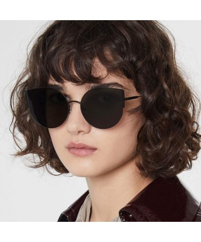 Fashion Round Sunglasses-Cute Cat Eye Eyewear-Owersized Vintage Shade Glasses - E - CY190ED56E2 $30.73 Round