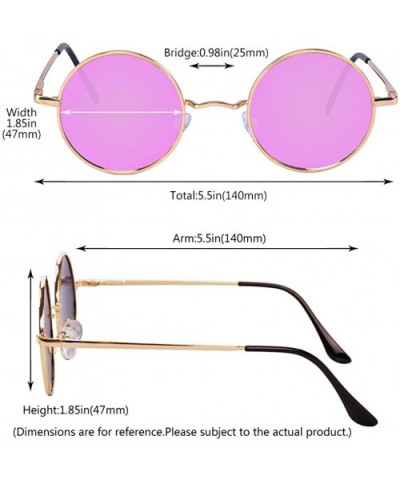 Small Round Polarized Sunglasses Mirrored Lens Unisex Glasses - Pink - CJ18G92ADH0 $6.18 Round