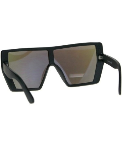 Extra Oversized Fashion Sunglasses Flat Top Shield Frame Mirror Lens - Black (Blue Mirror) - CF18CNC96HX $6.40 Oversized