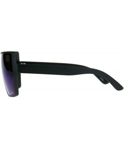 Extra Oversized Fashion Sunglasses Flat Top Shield Frame Mirror Lens - Black (Blue Mirror) - CF18CNC96HX $6.40 Oversized