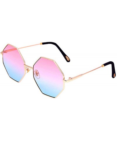 Women Hipster Polygon Sunglasses UV400 Metal Frame Eyewear - Pink - CT18QH90G9M $10.76 Sport