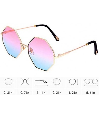 Women Hipster Polygon Sunglasses UV400 Metal Frame Eyewear - Pink - CT18QH90G9M $10.76 Sport