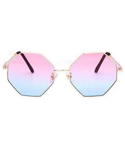 Women Hipster Polygon Sunglasses UV400 Metal Frame Eyewear - Pink - CT18QH90G9M $10.76 Sport