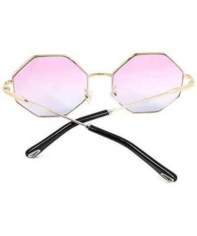 Women Hipster Polygon Sunglasses UV400 Metal Frame Eyewear - Pink - CT18QH90G9M $10.76 Sport