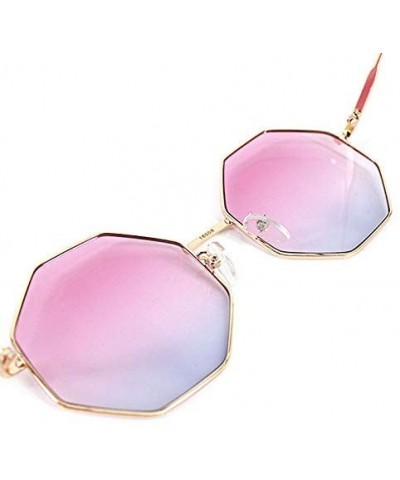 Women Hipster Polygon Sunglasses UV400 Metal Frame Eyewear - Pink - CT18QH90G9M $10.76 Sport