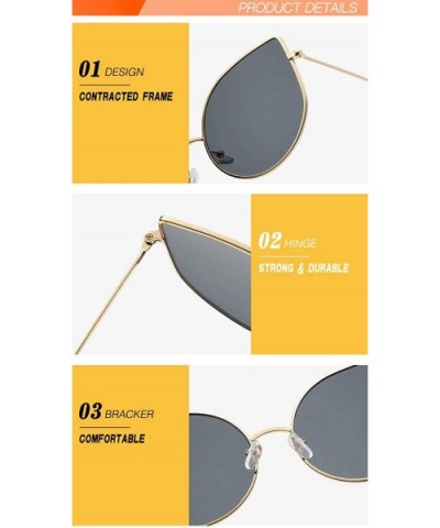 Fashion Round Sunglasses-Cute Cat Eye Eyewear-Owersized Vintage Shade Glasses - E - CY190ED56E2 $30.73 Round