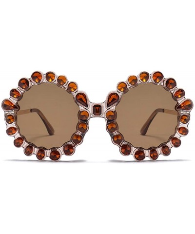 Fashion Round Sunglasses Crystal plastic Frame glasses for women UV400 - Brown - C918NHOLTNH $7.40 Round