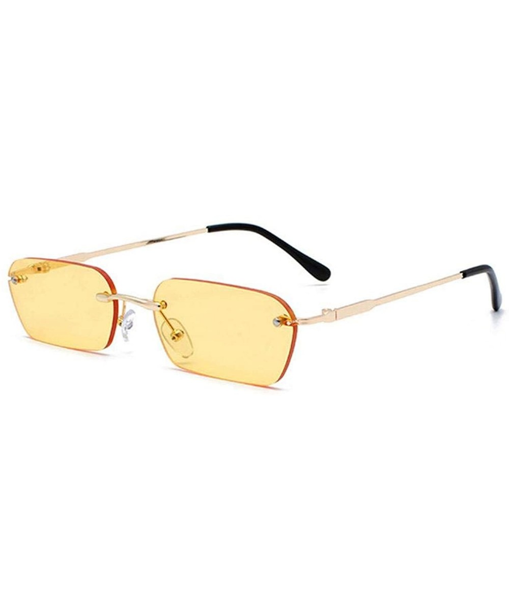 Fashion RimlSunglasses Women Vintage Ladies Transparent Lens Sun Glasses Rectangle UV400 O94 - C2 Gold-yellow - CP198AIDZ6D $...