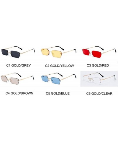 Fashion RimlSunglasses Women Vintage Ladies Transparent Lens Sun Glasses Rectangle UV400 O94 - C2 Gold-yellow - CP198AIDZ6D $...