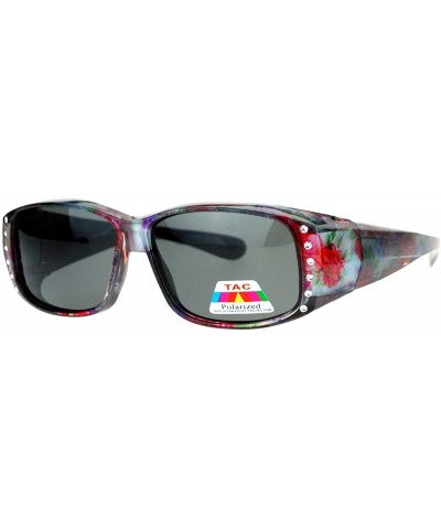 Rhinestone Womens Floral Fitover OTG 57mm Sunglasses - Purple Flower - CB12BWPG4NZ $12.31 Butterfly
