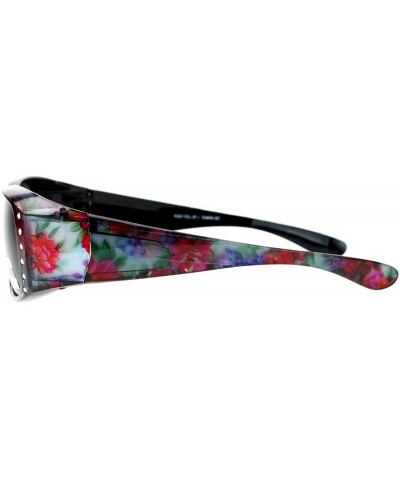 Rhinestone Womens Floral Fitover OTG 57mm Sunglasses - Purple Flower - CB12BWPG4NZ $12.31 Butterfly